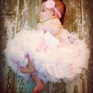 Pink fluffy pettiskirt and hair accessory for baby girl